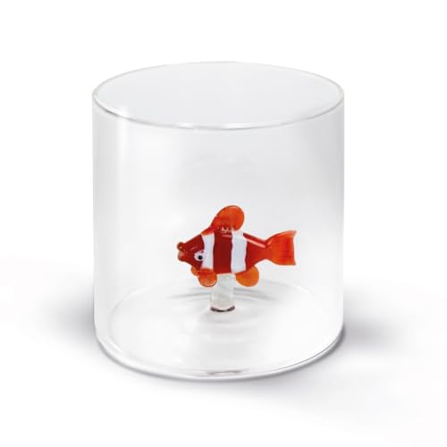 WD Lifestyle - Becher aus Borosilikatglas 250 ml mit Motiv aus farbigem Glas innen (Clownfisch) von WD Lifestyle