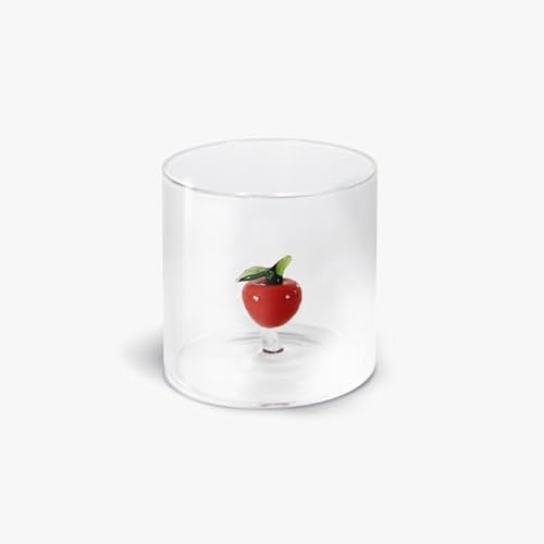 WD Lifestyle Glas aus Borosilikatglas, 250 ml, mit Dekoration (Apfel) von WD Lifestyle