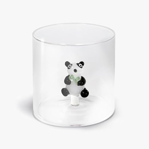 WD Lifestyle Glas aus Borosilikatglas, 250 ml, mit Dekoration (Panda) von WD Lifestyle