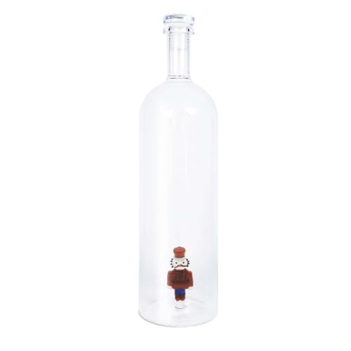 WD Lifestyle Trinkflasche Glasflasche aus Borosilikatglas mit Nussknacker-Innendekoration, 1 Liter von WD Lifestyle