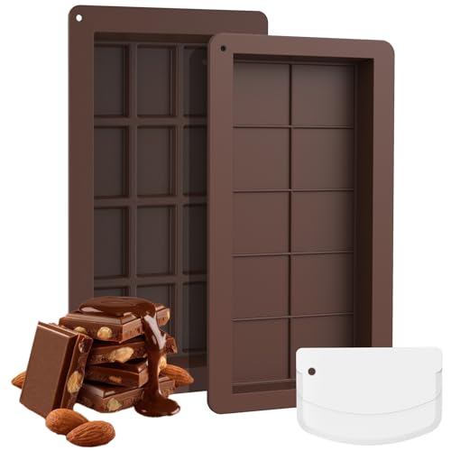 Schokoladenform Silikon 2 Stück WD&CD Silikonform Schokolades Extra Tief Schokolade Form für Schokolade Praline Süßigkeiten, Set Schoko Silikonform Antihaft, BPA Free von WD&CD