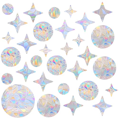 WD&CD 2 Blatt Prism-Fenster-Abziehbilder für Vogelschlag, PVC Anti-Kollisions-Aufkleber Fensterfolie Sonnenfänger Sticker Dekoration für Stoppt Vögel Türfenster Esszimmer Schlafzimmer von WD&CD