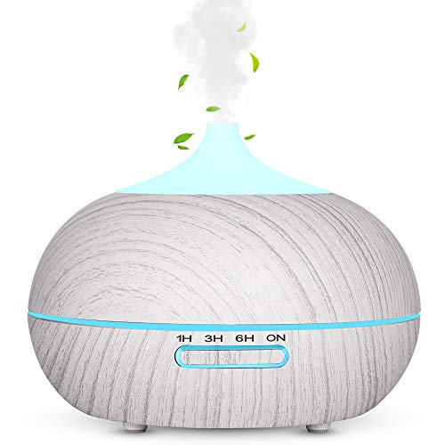 WD&CD Aroma Diffuser Luftbefeuchter 300ml Weiß, Ultraschall Vernebler Duftlampe Öle Diffusor mit 7 Farben LED Wasserlose Abschaltautomatik für Schlafzimmer, Büro, Yoga, Spa von WD&CD