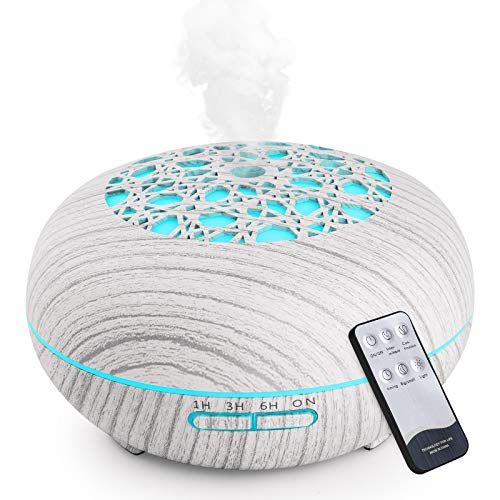 WD&CD Aroma Diffuser Luftbefeuchter 550ml mit Fernbedienung, Ultraschall Vernebler Duftlampe Öle Diffusor mit 7 Farben LED Wasserlose Abschaltautomatik - Weiß WD&CD Aroma Diffuser Luftbefeuchter 550ml mit Fernbedienung, Ultraschall Vernebler Duftlampe Öle Diffusor mit 7 Farben LED Wasserlose Abschaltautomatik - Weiß von WD&CD
