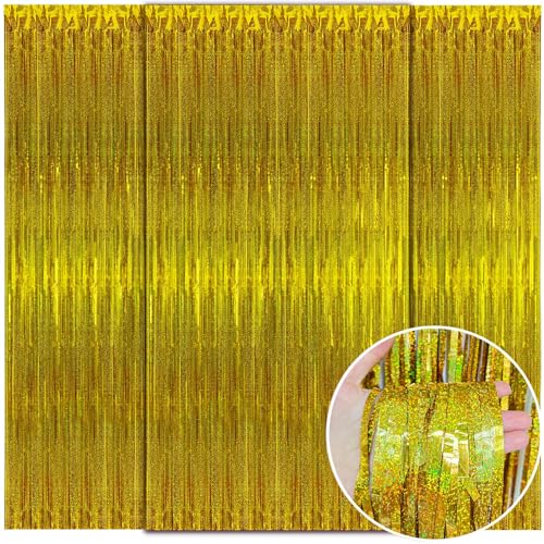 WD&CD Lametta Vorhänge Gold,3 Stück 1x2m Metallische Glitzervorhang Fringe, Glitzer Folien Fransen für Party Deko, Geburtstag Deko, Hochzeit Deko, Happy Birthday Deko, Baby Shower Deko WD&CD Lametta Vorhänge Gold,3 Stück 1x2m Metallische Glitzervorhang Fringe, Glitzer Folien Fransen für Party Deko, Geburtstag Deko, Hochzeit Deko, Happy Birthday Deko, Baby Shower Deko von WD&CD
