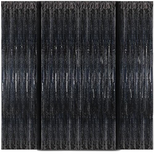 WD&CD Lametta Vorhänge Schwarz,3 Stück 1x2m Metallische Glitzervorhang Fringe, Glitzer Folien Fransen für Party Deko, Geburtstag Deko, Hochzeit Deko, Happy Birthday Deko, Baby Shower Deko WD&CD Lametta Vorhänge Schwarz,3 Stück 1x2m Metallische Glitzervorhang Fringe, Glitzer Folien Fransen für Party Deko, Geburtstag Deko, Hochzeit Deko, Happy Birthday Deko, Baby Shower Deko von WD&CD