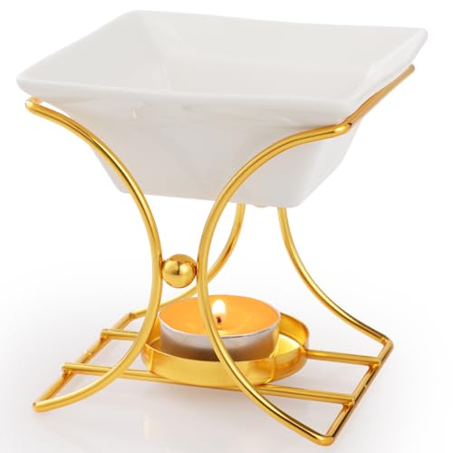 WD&CD Metal Ceramic Candle Aroma Burner Oil Burner Home Decoration Iron Aromatherapy Lamp Candle Löffel Aroma Diffuser -Gold 09 von WD&CD