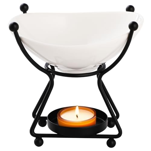 WD&CD Metal Ceramic Candle Aroma Burner Oil Burner Home Decoration Iron Aromatherapy Lamp Candle Löffel Aroma Diffuser Schwarz 08 von WD&CD