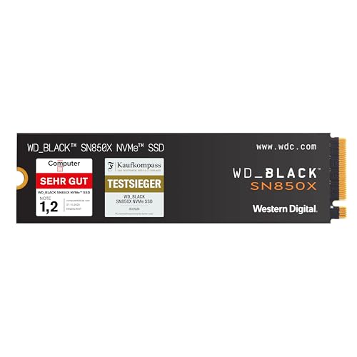 WD_BLACK SN850X NVMe SSD 2 TB interne SSD (Gaming Speicher, PCIe Gen4-Technologie, Lesen 7.300 MB/s, Schreiben 6.600 MB/s) Schwarz von WD_BLACK