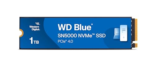 WD Blue SN5000 NVMe SSD 1 TB interne SSD (Geschwindigkeiten von bis zu 5.150 MB/s/4.900 MB/s Lesen/Schreiben, 600 TBW, Western Digital nCache 4.0, Acronis True Image for Western Digital) von Western Digital