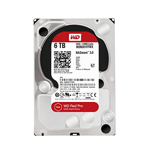 WD Red Pro 6TB interne Festplatte SATA 6Gb/s 128MB interner Speicher (Cache) 8,9cm 3,5Zoll 24x7 5400Rpm, optimiert für NAS Systeme mit bis zu 16 Laufwerkschächten, HDD Bulk WD6001FFWX von WD