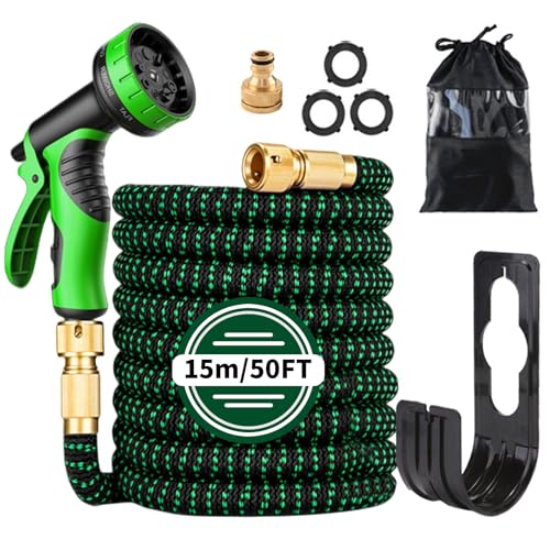 Flexibler Gartenschlauch 15 M / 50 FT, Teleskop-Wasserschlauch mit 10-Funktions-Sprühkopf, Leichter und Knickfreier Gartenschlauch Flexibel mit 1/2"- und 3/4"-Anschlüssen, Bewässerung und Reinigung Flexibler Gartenschlauch 15 M / 50 FT, Teleskop-Wasserschlauch mit 10-Funktions-Sprühkopf, Leichter und Knickfreier Gartenschlauch Flexibel mit 1/2"- und 3/4"-Anschlüssen, Bewässerung und Reinigung von WDAFLG