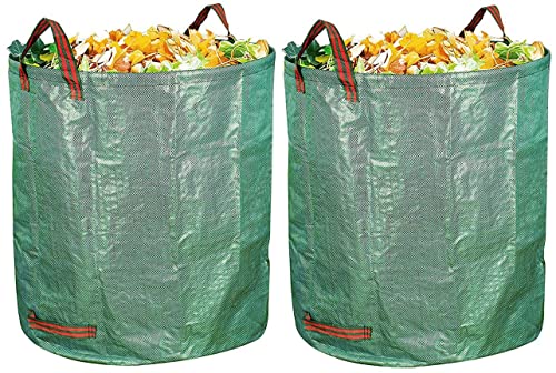WDB 2X Plast Gartensack mit Griffen – Falt Gartenabfallsack Laubsack 272L aus Polypropylen-Gewebe - Wiederverwendbare Stabil Wasserdicht UV-Beständig robuste - Hohes Fassungsvermögen von WDB