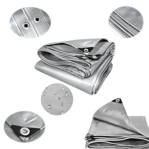 WDB - Plane AbdeckPlane Wasserdicht Gewebe-Plane mit Ösen - Tarp - Schutzplane für alle Wetterbedingungen - Reisfest - Winterfest - Verstärkte Silberne 110g - 5 x 5 m WDB - Plane AbdeckPlane Wasserdicht Gewebe-Plane mit Ösen - Tarp - Schutzplane für alle Wetterbedingungen - Reisfest - Winterfest - Verstärkte Silberne 110g - 5 x 5 m von WDB