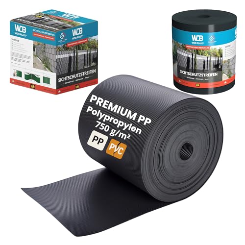 WDB - Sichtschutzstreifen für Doppelstabmatten Sichtschutz Zaun - 19 cm x 26 m - Hart PP Windschutz Premium Line - Anthrazit - RAL 7016 von WDB