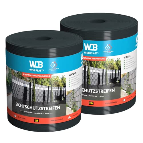 WDB - Sichtschutzstreifen für Doppelstabmatten Sichtschutz Zaun - Set 2X 26 m x 19 cm - Hart PP Windschutz Premium Line - Anthrazit - RAL 7016 WDB - Sichtschutzstreifen für Doppelstabmatten Sichtschutz Zaun - Set 2X 26 m x 19 cm - Hart PP Windschutz Premium Line - Anthrazit - RAL 7016 von WDB
