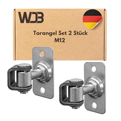 WDB - Scharniere Schwerlast - Torangel Einstellbar M12 - Verstellbares Torband M12 mit rechteckiger Grundplatte - - Verzinkter Stahl - Set 2 Stück von WDB