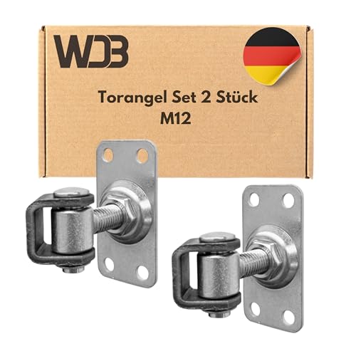 WDB - Scharniere Schwerlast - Torangel Einstellbar M12 - Verstellbares Torband M12 mit rechteckiger Grundplatte - - Verzinkter Stahl - Set 2 Stück von WDB