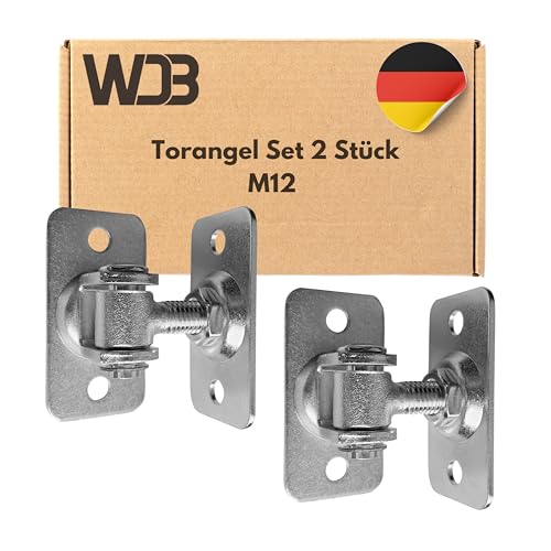 WDB - Scharniere Schwerlast - Torband mit doppelseitiger Schraubplatte - Torangel Einstellbar M12 - Verzinkter Stahl - Set 2 Stück von WDB