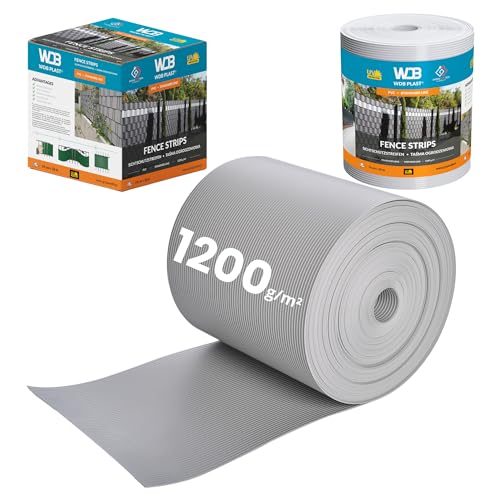 WDB - Sichtschutzstreifen für Doppelstabmatten Sichtschutz Zaun - 19 cm x 26 m - PVC Windschutz Standard Line - 1200 g/m2 - Grau - RAL 7040 von WDB