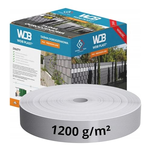 WDB - Sichtschutzstreifen für Doppelstabmatten Sichtschutz Zaun - 4,75 cm x 50 m - PVC Windschutz Standard Line - 1200 g/m2 - Grau - RAL 7040 von WDB