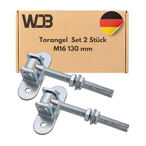 WDB - Torangel Einstellbar Anschraubplatte - Scharniere Gartentor - Scharniere Schwerlast - Toranlage - Torscharniere Hängescharniere - 2x Einstellbares Torscharnier M16 130 mm von WDB