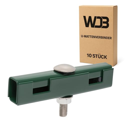 WDB - U-Mattenverbinder Gittermattenverbinder 10er Pack, U-Form, kompatibel mit 656 & 868 – Verzinkt, Grün RAL 6005 von WDB