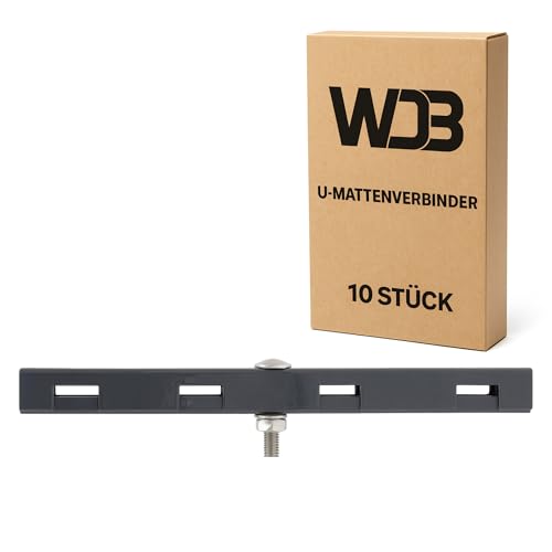 WDB - U-Mattenverbinder Gittermattenverbinder 10er Pack, XL, U-Form, kompatibel mit 656 & 868 – Verzinkt, Anthrazit RAL 7016 von WDB