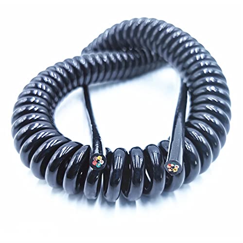 Feder-Netzkabel， 2,5 M 7, Schwarzes Netzkabel Erweiterbarer Draht und Kabel 6 Adern 8 24AWG 20AWG(8 Core 20awg,Line length 5m) von WDBDFCD