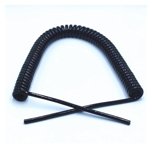 Feder-Netzkabel， 2-adriges Spiralkabel mit Federteleskopdraht, schwarzes Netzkabel, dehnbarer Draht, 24AWG-14AWG, 2,5 m, 7(2 Core 20awg,Line length 7.5m) von WDBDFCD
