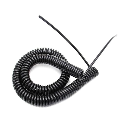 Feder-Netzkabel， 3-adriges schwarzes Spiral-Netzkabel, 0,5 mm², quadratisch, 2,5m, 7, ausziehbarer Federdraht, Elektrokabel, einziehbare Spule(Line length 2.5 meter 3 core 24AWG) von WDBDFCD