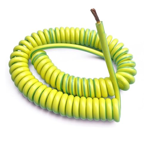 Feder-Netzkabel， Einadriges Kabel 20AWG 13AWG 7AWG Gelbgrün Erdungskabel Teleskop-Kupferkernkabel Einziehbare Spule(Stretch 2 Meters 18AWG 0.75mm2) von WDBDFCD