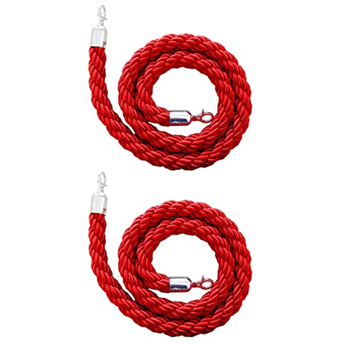 Geflochtenes Stützseil ， 2 Stück Absperrseile mit goldenem Haken, 2er-Set Crowd Control Rope, geflochtenes Hanfseil(Red B,2.2m (7.2 ft)) von WDBDFCD