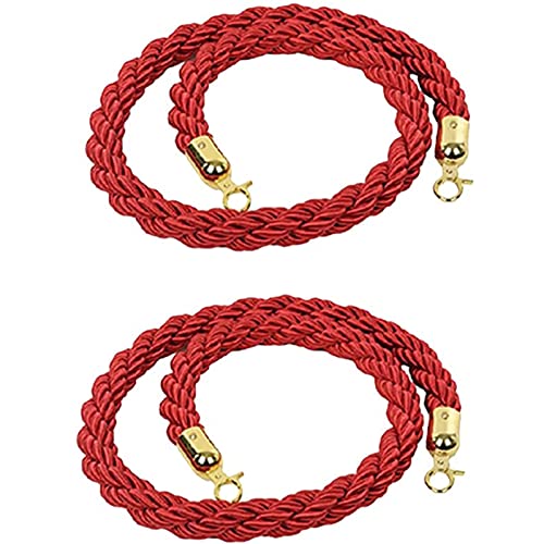 Geflochtenes Stützseil ， 2 Stück Absperrseile mit goldenem Haken, 2er-Set Crowd Control Rope, geflochtenes Hanfseil(Red a,1m (3.3 ft)) von WDBDFCD