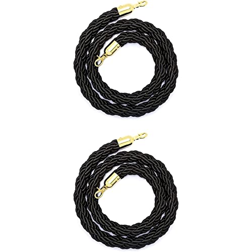 Geflochtenes Stützseil ， 2er-Set Crowd Control Rope, geflochtenes Hanfseil zur Warteschlangen-Teilung von Menschenmengen(Black,2m/6.5ft) von WDBDFCD