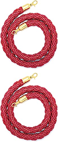 Geflochtenes Stützseil ， 2er-Set Crowd Control Rope, geflochtenes Hanfseil zur Warteschlangen-Teilung von Menschenmengen(Red,2m/6.5ft) von WDBDFCD