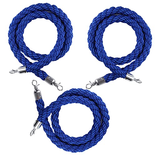 Geflochtenes Stützseil ， 3 Stück Absperrseile zur Kontrolle von Menschenmengen, lila, 2,8 cm dickes geflochtenes Hanfseil(Blue,150cm/4.9ft) von WDBDFCD