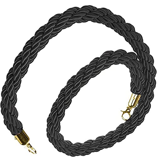Geflochtenes Stützseil ， Geflochtene/gedrehte Hanfseilbarriere for Warteschlangenteiler, Warteschlangenlinienbarriere, Seilbarriere, 3 cm(Black 2,9ft/274cm) von WDBDFCD