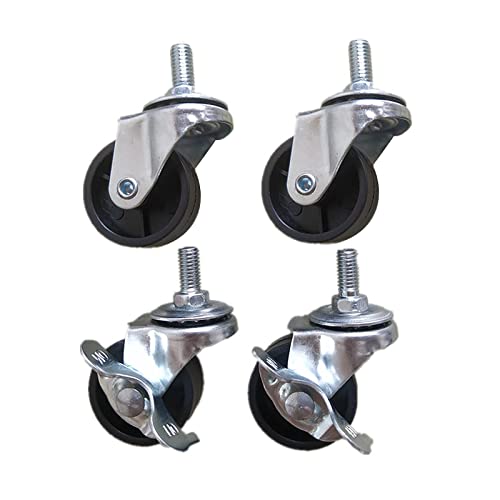 Lenkrollen, Schwerlastrollen, 1,5 Zoll Gewindeschaft M8x15 mm Lenkrollen, 4er-Set, for Schreibtischstuhl, Ersatz-Gummirollen(2 Braked+2 Swivel) von WDBDFCD