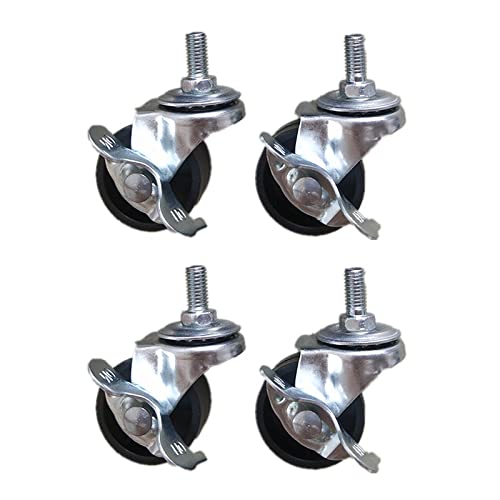 Lenkrollen, Schwerlastrollen, 1,5 Zoll Gewindeschaft M8x15 mm Lenkrollen, 4er-Set, for Schreibtischstuhl, Ersatz-Gummirollen(4 Braked) von WDBDFCD