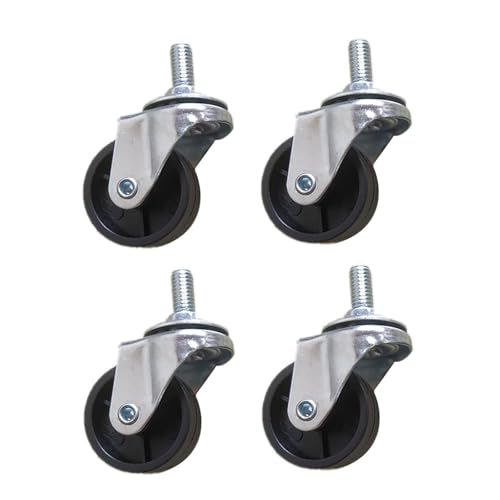 Lenkrollen, Schwerlastrollen, 1,5 Zoll Gewindeschaft M8x15 mm Lenkrollen, 4er-Set, for Schreibtischstuhl, Ersatz-Gummirollen(4 Swivel) von WDBDFCD