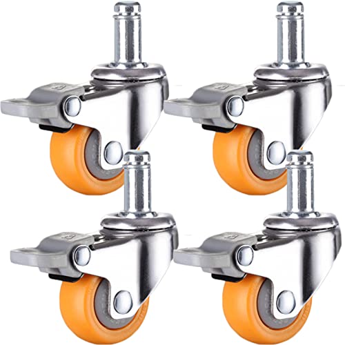 Lenkrollen, Schwerlastrollen, 4er-Pack Ersatzrollen for Bürostühle, Lenkrollen mit Stiel for Wagen, Trolleys, Möbel, geräuschlose Räder(1in Brake) von WDBDFCD