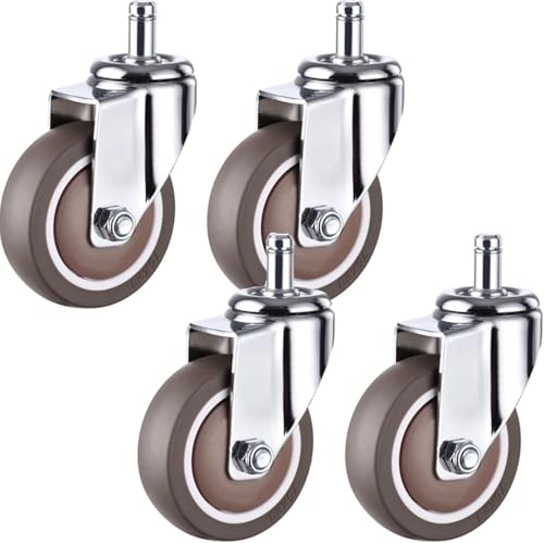Lenkrollen, Schwerlastrollen, 4er-Pack Hochleistungs-Stielrollen, 360-Grad-Schwenkräder, Rollen for Hartholz-Teppichfliesenböden, allgemein anwendbar auf Bürorollen(2.5 inch Swivel) von WDBDFCD