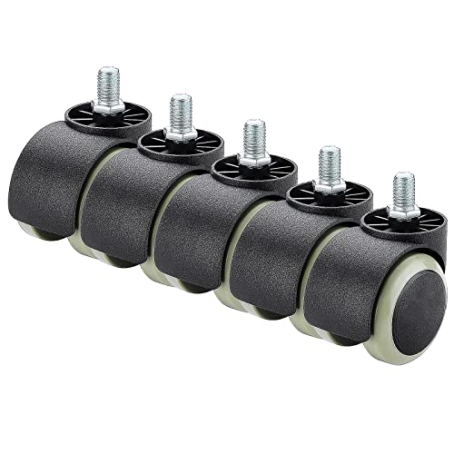 Lenkrollen, Schwerlastrollen, Ersatzrollen for Bürostühle aus PU-Gummi, 5er-Set, 2 Zoll, Schaftgröße 11 mm x 22 mm/10 19, universelle Passform(10 mm) von WDBDFCD