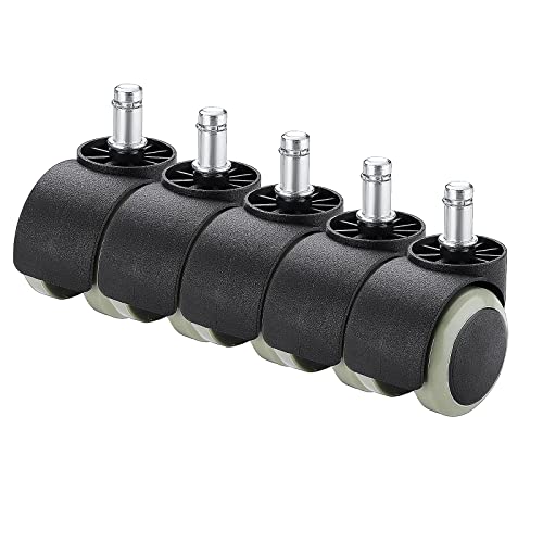 Lenkrollen, Schwerlastrollen, Ersatzrollen for Bürostühle aus PU-Gummi, 5er-Set, 2 Zoll, Schaftgröße 11 mm x 22 mm/10 19, universelle Passform(11 mm) von WDBDFCD