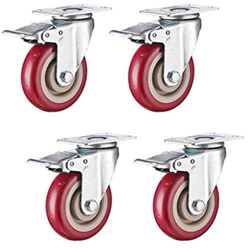 Lenkrollen, Schwerlastrollen, Lenkrollen 4er-Set for Möbel und Werkbänke Schwerlastrollen mit Bremse Feststellbare Lager-Lenkrollen(3in Braked) von WDBDFCD