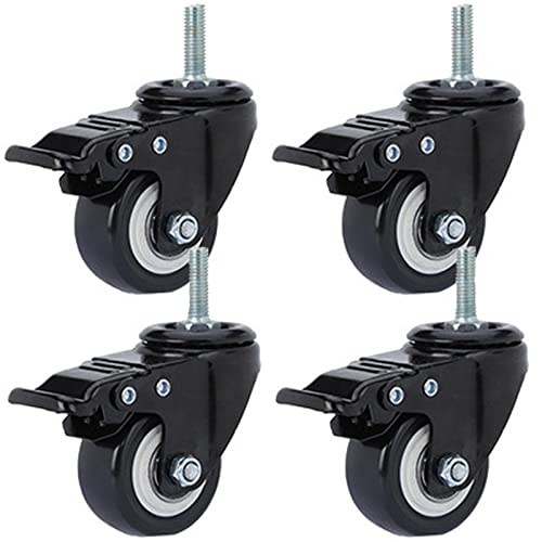 Lenkrollen, Schwerlastrollen, Lenkrollen Feststellbare Geräuschlose mit Bremsen Gewindestangen-Lenkrollen 4er-Set(2.5in Brake) von WDBDFCD