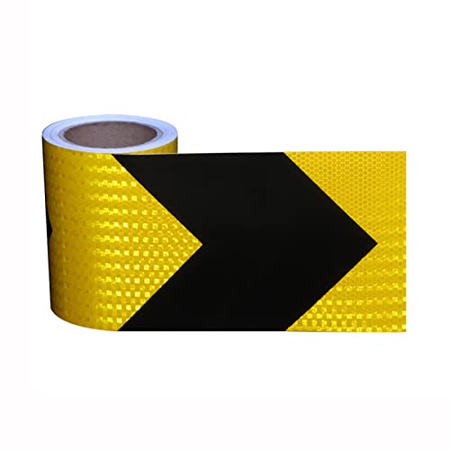 Reflektierendes Band für den Außenbereich, wasserd 10 Meter x 15 cm Pfeil-Warnband, selbstklebender, hochintensiver reflektierender Aufkleber for Auto und LKW(Black Yellow) von WDBDFCD