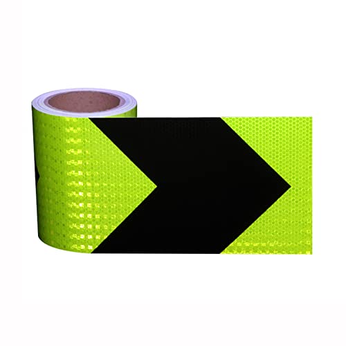 Reflektierendes Band für den Außenbereich, wasserd 10 Meter x 15 cm Pfeil-Warnband, selbstklebender, hochintensiver reflektierender Aufkleber for Auto und LKW(Green Black) von WDBDFCD