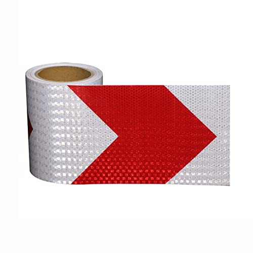 Reflektierendes Band für den Außenbereich, wasserd 10 Meter x 15 cm Pfeil-Warnband, selbstklebender, hochintensiver reflektierender Aufkleber for Auto und LKW(Red White) von WDBDFCD